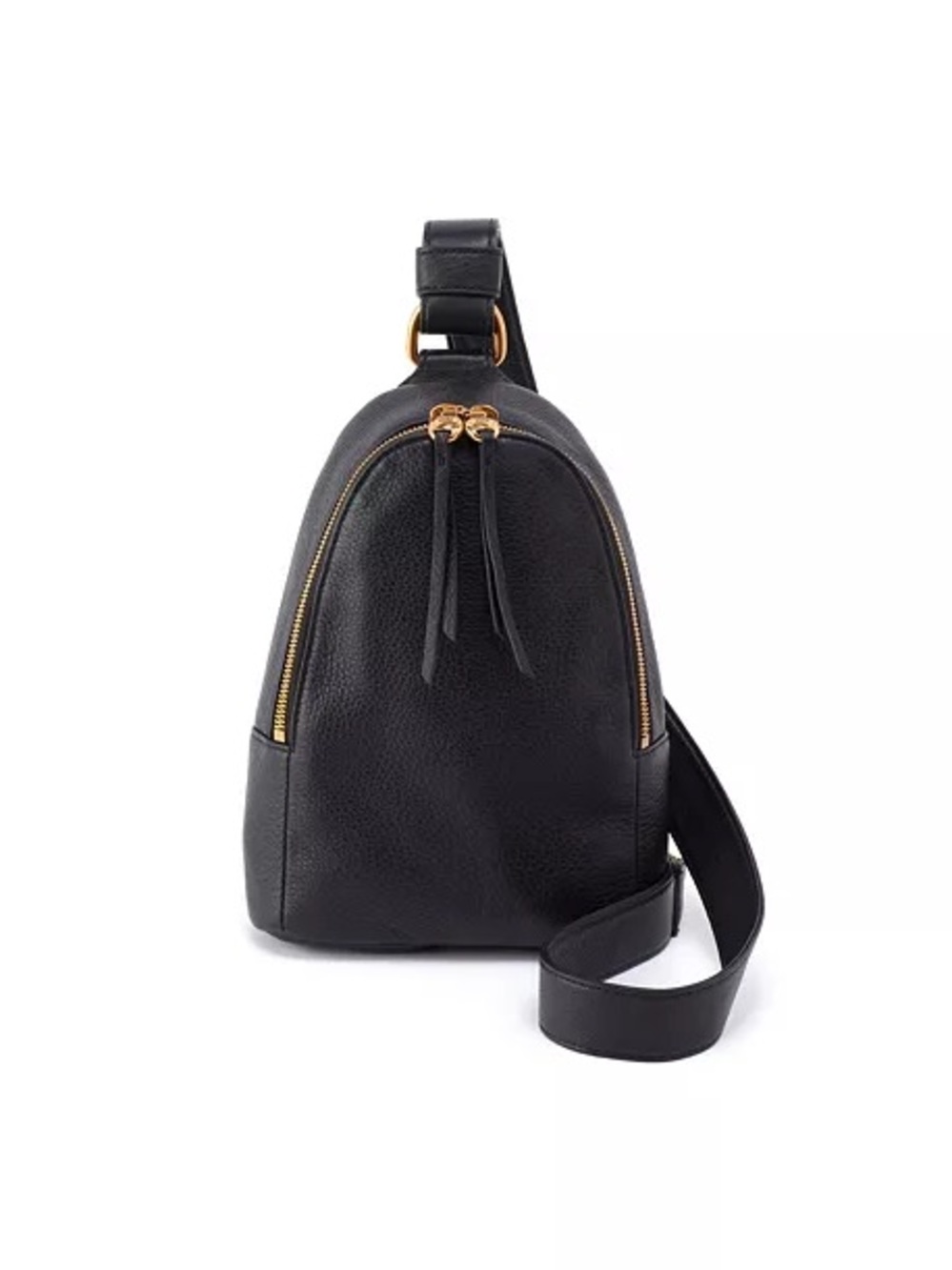 HOBO Black Leather Crossbody Sling with Gold Hardware